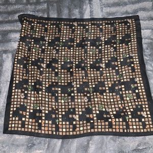 Neck Scarf Brown and Black with Flowers